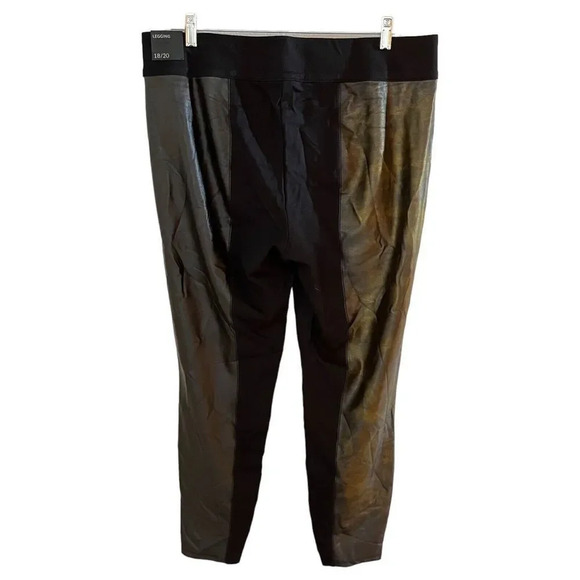 LANE BRYANT Size 18/20 Black With A Gold Finish Faux Leather Insert Leggings - Picture 2 of 12